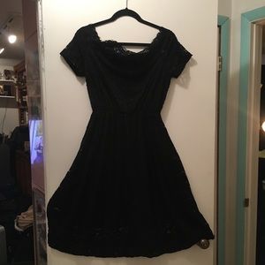 Off shoulder black lace cocktail dress